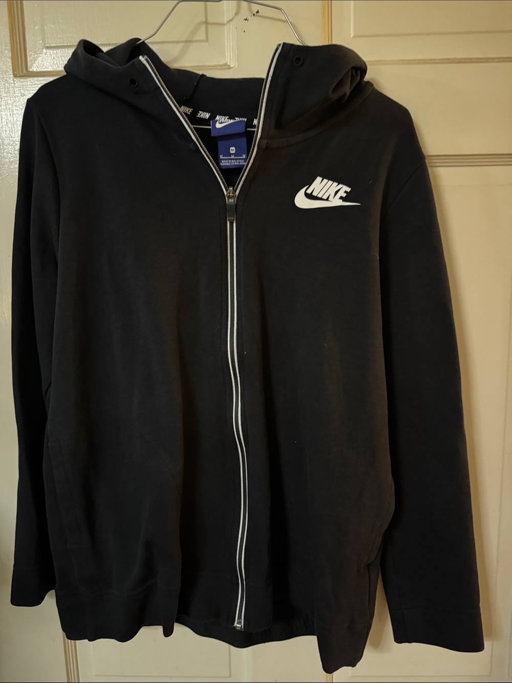 Nike Black Full-Zip Hooded Jacket with White Logo